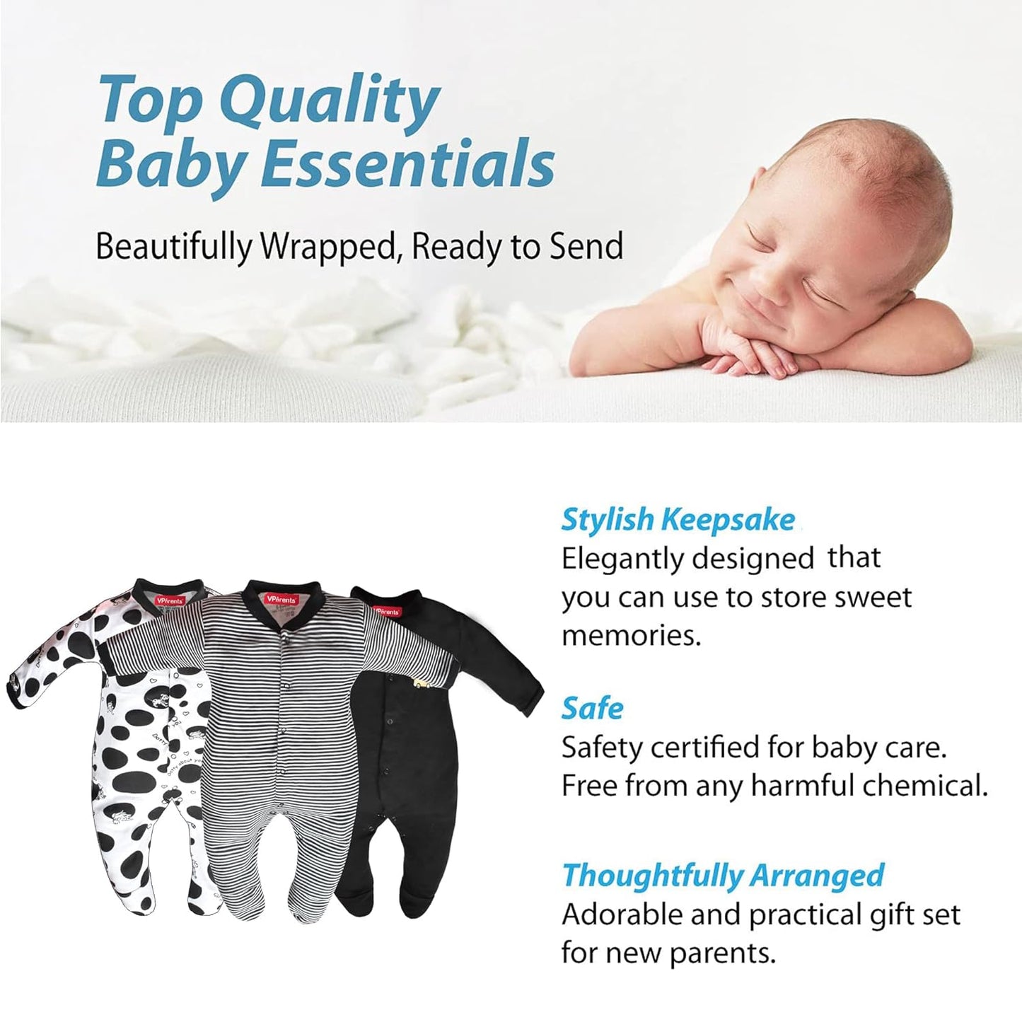 Rompers for New Born Baby Girl & Boy (Pack of 3)
