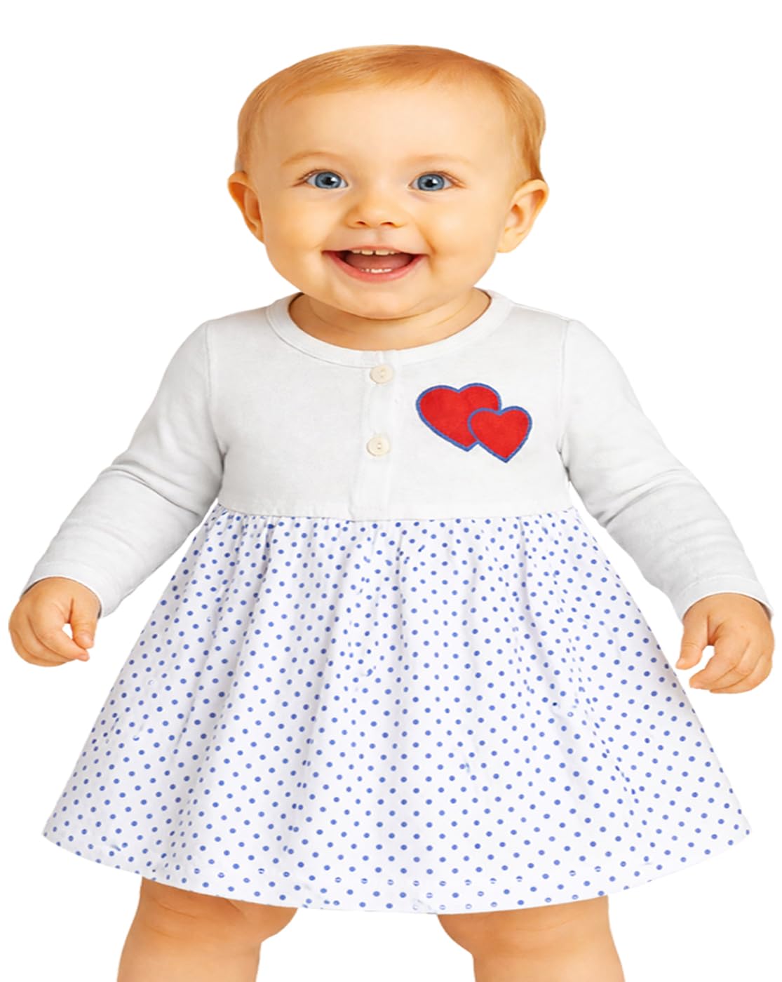 Baby Girl's Pure Cotton Knee Length Frock Dress Full Sleeves Pack of 4
