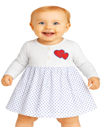 Baby Girl's Pure Cotton Knee Length Frock Dress Full Sleeves Pack of 4